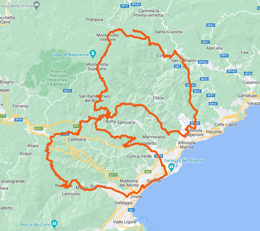 91 km ON-OFF intorno Savona